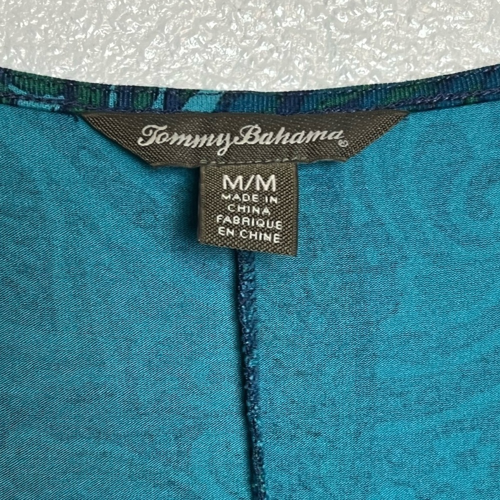 Tommy Bahama Teal Asymmetrical Paisley Dress Resort Medium - Picture 4 of 7